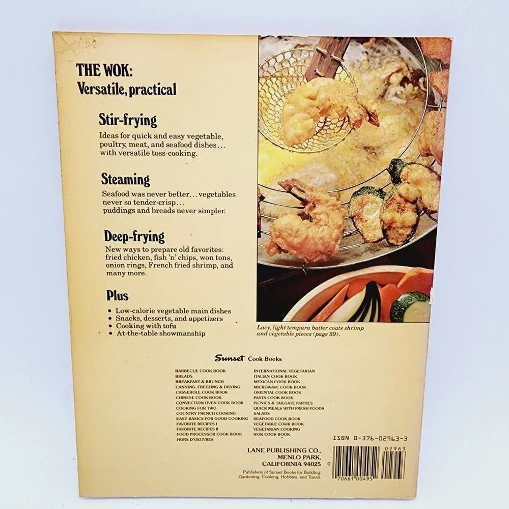 Wok Cook Book Stir Fry Cooking 1978 Sunset Publishing Staff 8th Print Softcover